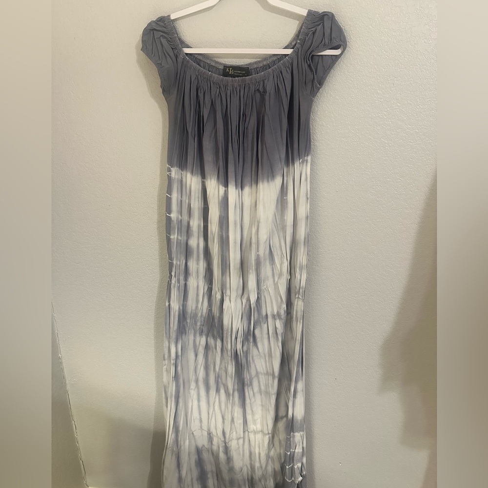 Kld Signature Gray Off Shoulder Tie Dye Maxi